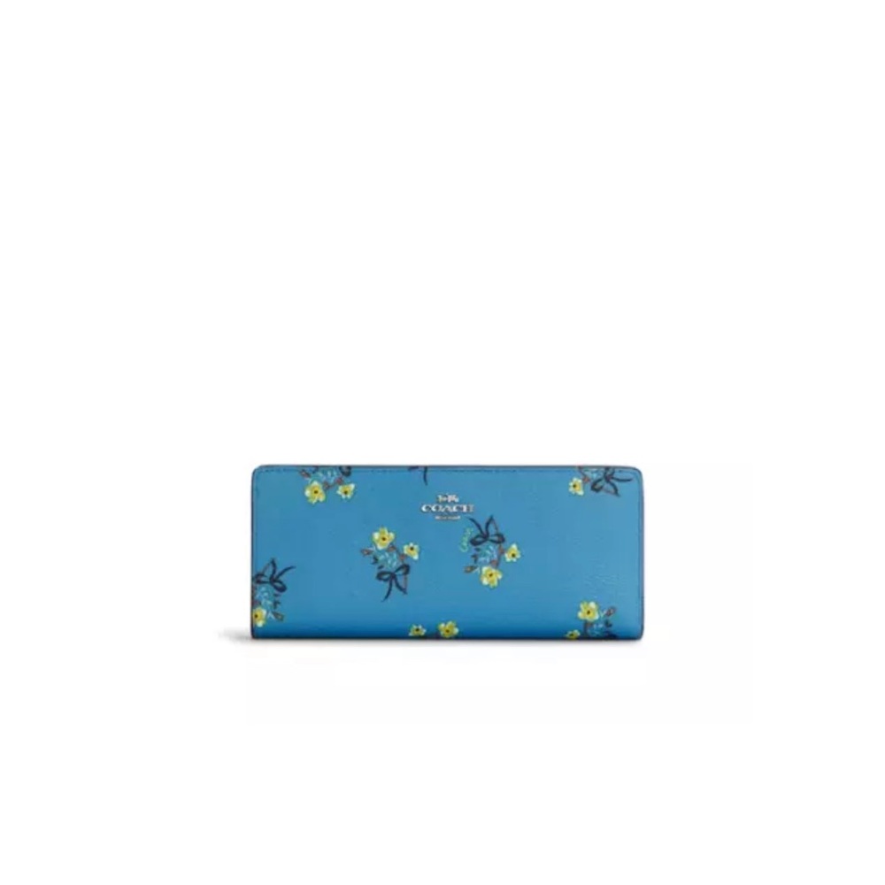New COACH Slim Wallet With Floral Bow Print, never used